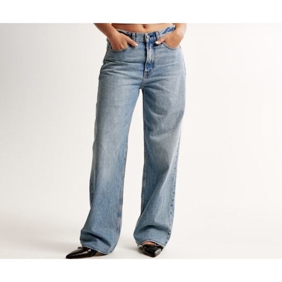 Abercrombie & Fitch Jeans Curve Love Wide Leg Mid-Rise 32/14 Baggy Y2K Skater - Picture 1 of 10